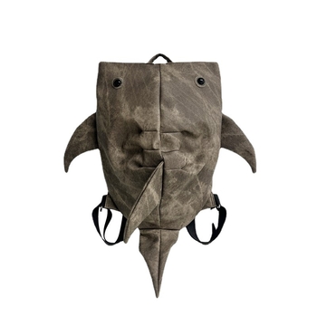 Σακίδιο με μοτίβο καρχαρία - PU υλικό, στυλ δρόμου, χωρητικότητα έως 20 L, χωράει 10 ιντσών φορητό υπολογιστή