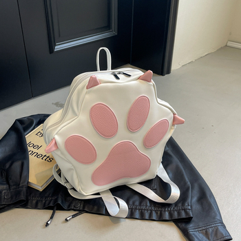Macskatappancsos vállon átvetős táska, nagy kapacitású PU, utcai stílus, vízszintes négyzetes forma, cipzár, poliészter bélés, Ősz 2024