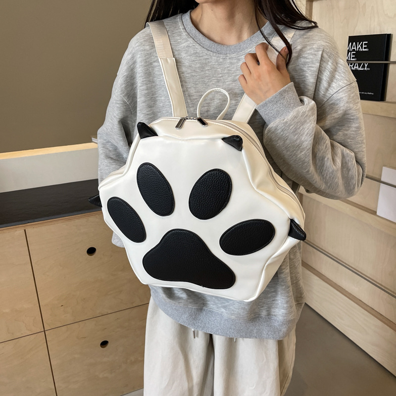 Macskatappancsos vállon átvetős táska, nagy kapacitású PU, utcai stílus, vízszintes négyzetes forma, cipzár, poliészter bélés, Ősz 2024