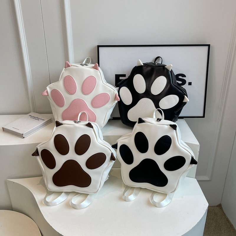 Macskatappancsos vállon átvetős táska, nagy kapacitású PU, utcai stílus, vízszintes négyzetes forma, cipzár, poliészter bélés, Ősz 2024