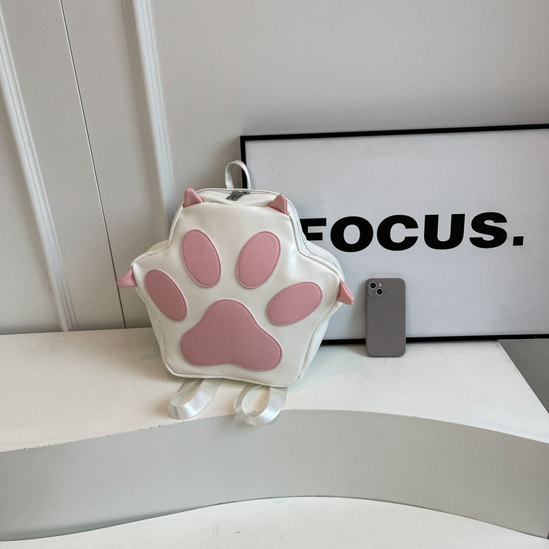 Macskatappancsos vállon átvetős táska, nagy kapacitású PU, utcai stílus, vízszintes négyzetes forma, cipzár, poliészter bélés, Ősz 2024