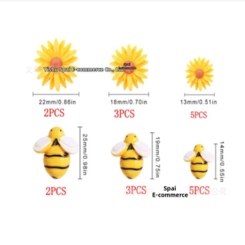 Αξεσουάρ DIY κοσμημάτων – ρητίνης διακοσμητικά με μοτίφ μελισσών, μαργαρίτας και ηλίανθων, τελείωμα με σταγόνες λαδιού, 20 τεμάχια, σε κουτί