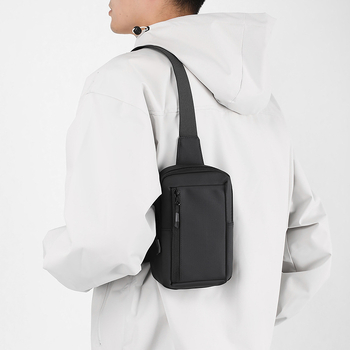 Мъжка гръдна чанта през рамо, урбан стил, кожа-мембрана (дишаща, водоустойчива, ултралека, износоустойчива)