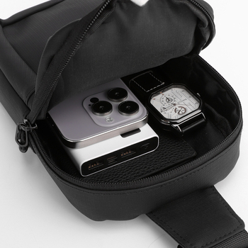 Мъжка гръдна чанта през рамо, урбан стил, кожа-мембрана (дишаща, водоустойчива, ултралека, износоустойчива)