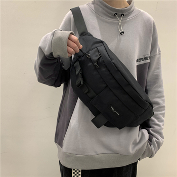 Τσάντα μέσης από καμβά για γυναίκες, Μεγάλη χωρητικότητα, οριζόντιος τετράγωνος σχεδιασμός, φερμουάρ, εσωτερικές θήκες, Harajuku casual στυλ, 2025 τάση