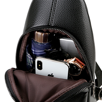 BARNOROO Чанта за гърдите за мъже, уличен стил PU кожа, водоустойчива, модел 1902