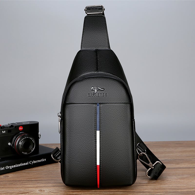 BARNOROO Чанта за гърдите за мъже, уличен стил PU кожа, водоустойчива, модел 1902