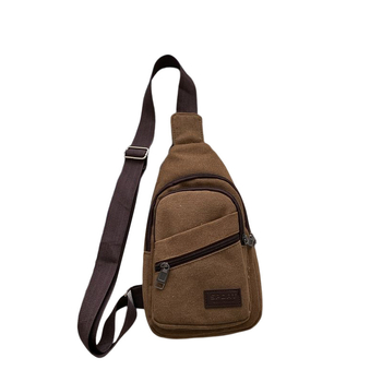 Платнена чанта за кръста за мъже и жени, с вътрешни джобове за телефон и карта, ципно затваряне, полиестерна подплата, единична презрамка