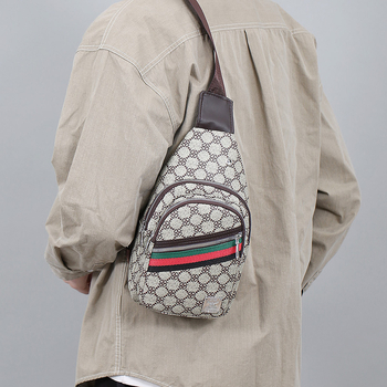 Мъжка кожена чанта за гърдите за пътуване, водоустойчива, подплата полиестер-памук