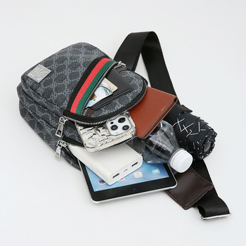 Мъжка кожена чанта за гърдите за пътуване, водоустойчива, подплата полиестер-памук