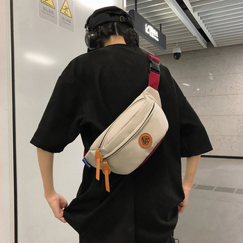 Мъжка чанта за гърдите, уличен стил, канвас, полиестерна подплата, за пътуване през свободното време