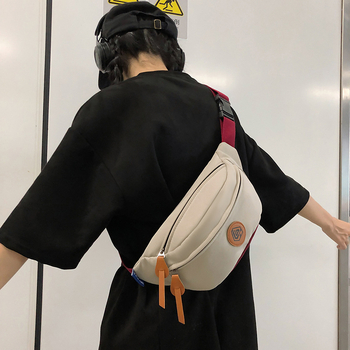 Мъжка чанта за гърдите, уличен стил, канвас, полиестерна подплата, за пътуване през свободното време