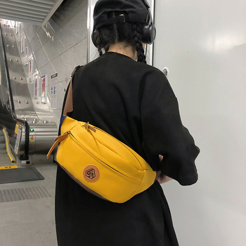 Мъжка чанта за гърдите, уличен стил, канвас, полиестерна подплата, за пътуване през свободното време