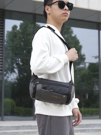 Ανδρική τσάντα στον ώμο, street-trendy νάιλον με επένδυση πολυεστέρα, Sunshine Emperor, μοτίβο γραμμάτων