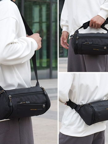 Ανδρική τσάντα στον ώμο, street-trendy νάιλον με επένδυση πολυεστέρα, Sunshine Emperor, μοτίβο γραμμάτων