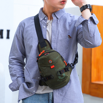 Мъжка гръдна чанта за спорт и ежедневие, нейлон, дишаща и водоустойчива, марка Dainuchi, дизайн с букви, подплата полиестер