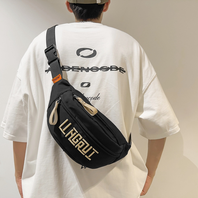 Vīriešu neilona krūšu soma ar burta drukas motīvu, elpojoša, ūdensizturīga, ultra viegla, poliestera odere, rudens 2025