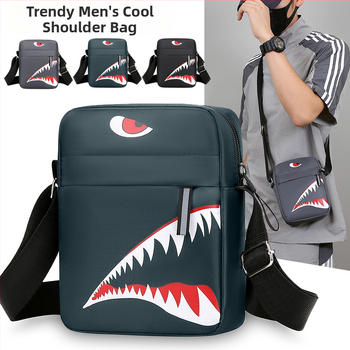 Мъжка чанта за рамо в уличен стил, оксфордова материя, полиестрова подплата, едноцветен дизайн, водоустойчива, съвместима с 8-инчов лаптоп