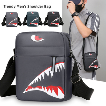 Мъжка чанта за рамо в уличен стил, оксфордова материя, полиестрова подплата, едноцветен дизайн, водоустойчива, съвместима с 8-инчов лаптоп