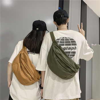 Платнена чанта през рамо – уличен стил, затваряне с цип, подплата от полиестер, вътрешен джоб с цип и джоб за телефон