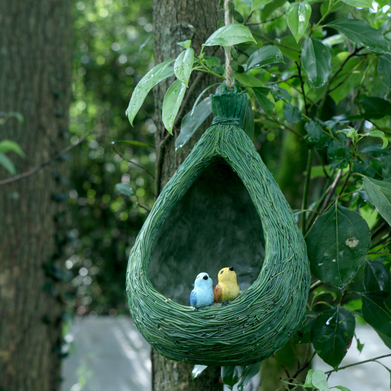Zhuzhihua Ρητίνη Διακοσμητικό Σπίτι Πουλιών - ιδυλλιακό Γλυπτό