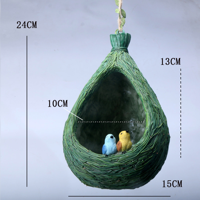 Zhuzhihua Ρητίνη Διακοσμητικό Σπίτι Πουλιών - ιδυλλιακό Γλυπτό