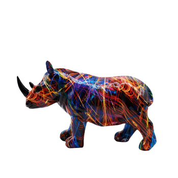 Φιγούρα ρινόκερου από ρητίνη, χειροποίητη διακόσμηση για το σπίτι, επιτραπέζια χρήση