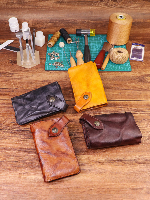 Portofel bărbați din piele naturală cu cataramă, din piele de vacă, tratată vegetal, model solid, căptușeală din piele, UNI ELAINE