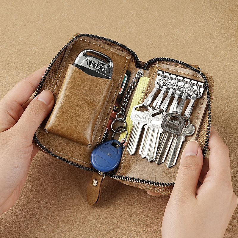 Унисекс чанта за ключове от PU кожа – едноцветен дизайн, градска простота, лятно издание 2024.