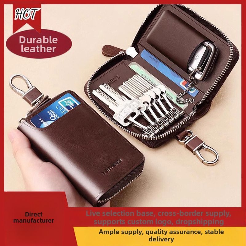 Auto atslēgu soma no PU ādas, ūdensizturīga, lielas ietilpības, iekšpuse no sintētiskās ādas