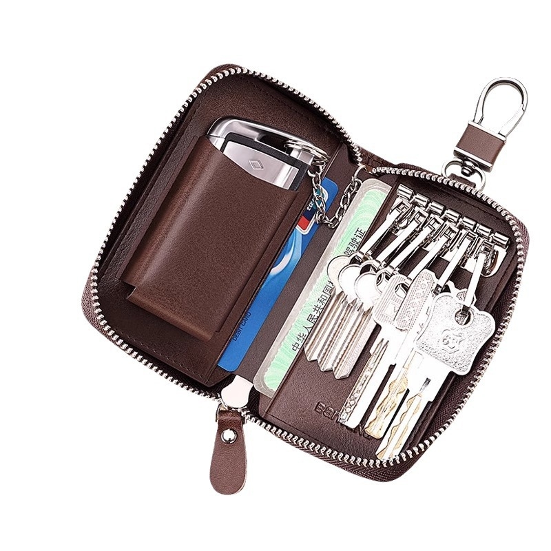 Automobilių raktų dėklas iš PU odos, atspari vandeniui, didelė talpa, vidus iš sintelinės odos