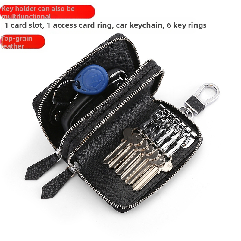 Калъф за ключове от кожа, кожа от горен слой, ивици, подплата от микрофибър (Унисекс)