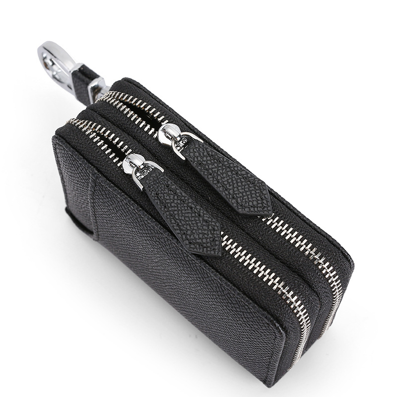 Atslēgu somiņa no ādas, no augšējā ādas slāņa, svītru raksts, mikrošķiedras oderes (Unisex)