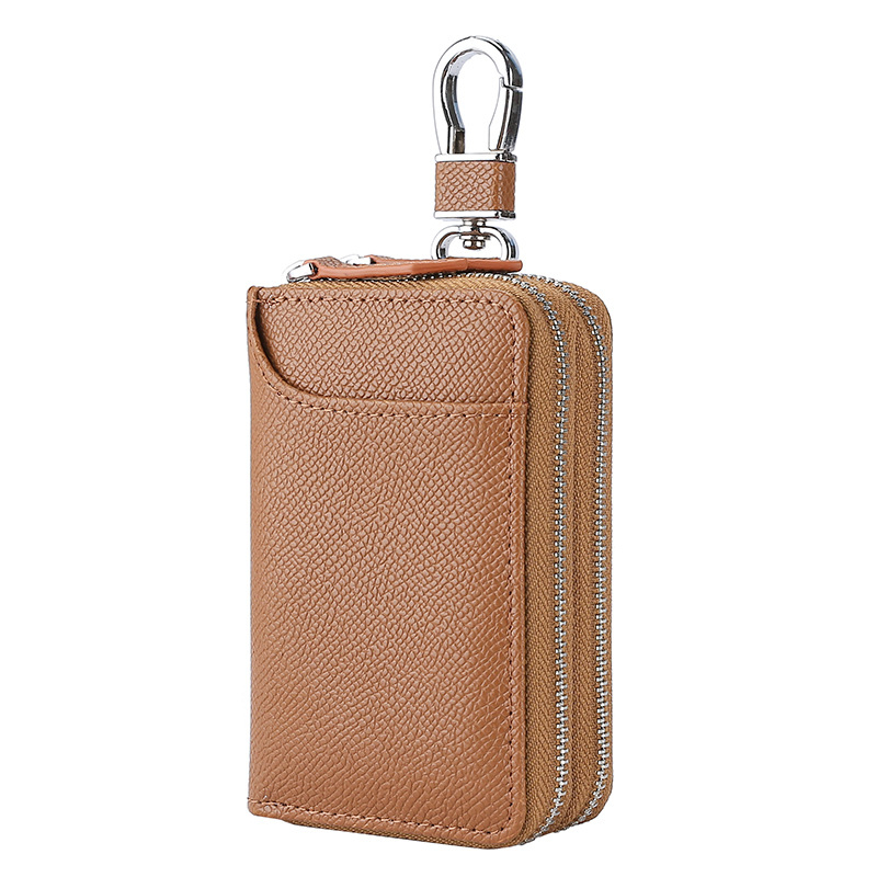 Atslēgu somiņa no ādas, no augšējā ādas slāņa, svītru raksts, mikrošķiedras oderes (Unisex)