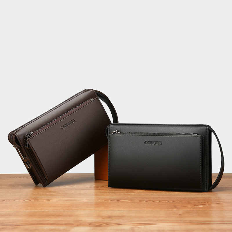 Vīriešu clutch soma ar paroles slēdzeni, pret zādzībām, liela ietilpība, vairāki kabatas, PU āda