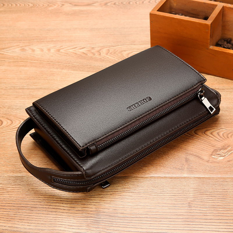 Vīriešu clutch soma ar paroles slēdzeni, pret zādzībām, liela ietilpība, vairāki kabatas, PU āda