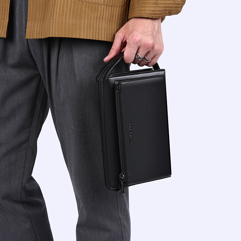 Vīriešu clutch soma ar paroles slēdzeni, pret zādzībām, liela ietilpība, vairāki kabatas, PU āda