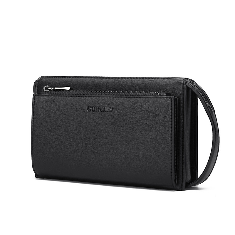 Vīriešu clutch soma ar paroles slēdzeni, pret zādzībām, liela ietilpība, vairāki kabatas, PU āda