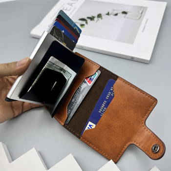 Θήκη καρτών από PU δέρμα με εσωτερική επένδυση από κράμα αλουμινίου, Unisex, Αντι-μαγνητισμός και Αντικλοπή - Καλοκαίρι 2024