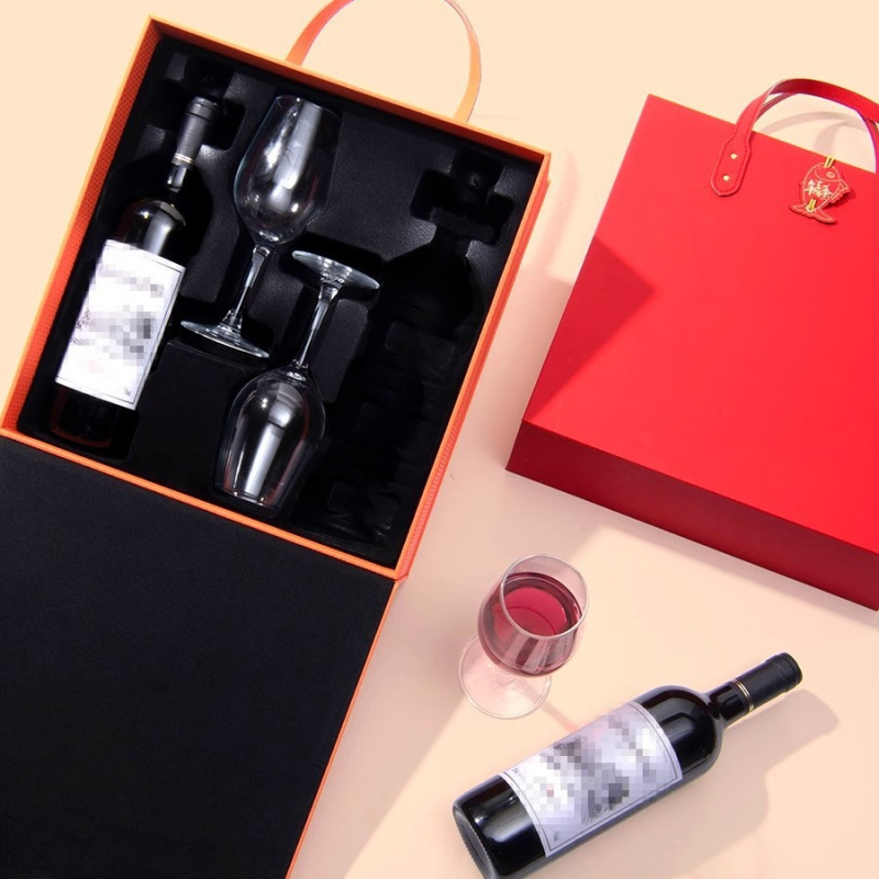 Vyno dėžutė su graviruotu reljefu ir silkscreen spausdinimu; modelis: vyno dėžutė; medžiaga: popierius/kartonas; įpakavimas: įprastas įpakavimas; paskirtis: dovanos įpakavimas, maisto ir gėrimų įpakavimas