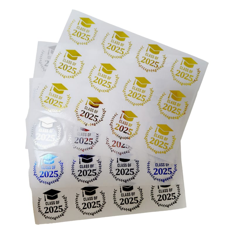 Etichete de sigilare pentru absolvire, formă rotundă, etichete PET autoadezive pentru ambalare, origine din Suzhou, personalizare disponibilă