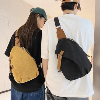 Платнена мъжка чанта за кръст — уличен стил, дишаща подплата от полиестер