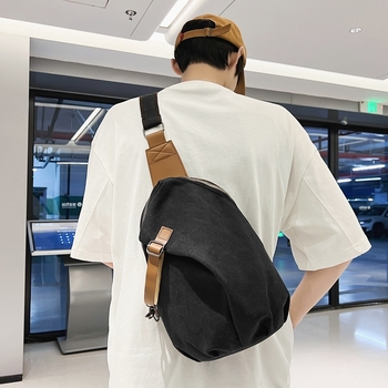 Платнена мъжка чанта за кръст — уличен стил, дишаща подплата от полиестер