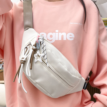 Νάιλον τσαντάκι μέσης, αστικό στυλ, τρισδιάστατος εξωτερικός σχεδιασμός, άνοιγμα με φερμουάρ, εσωτερική τσέπη με φερμουάρ