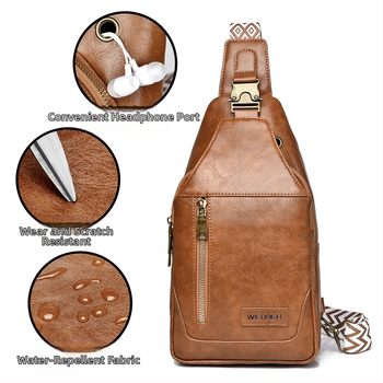 Мъжка Chest Bag – PU, водоустойчива, ултралека, дишаща, голям капацитет, Vihir за бизнес пътуване