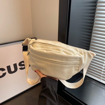 Дамска платнена кръстосана чанта с цип, джоб за телефон и подплата от полиестер