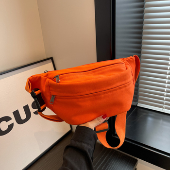 Дамска платнена кръстосана чанта с цип, джоб за телефон и подплата от полиестер