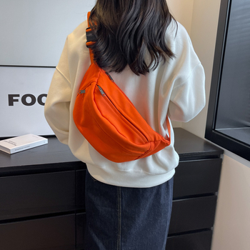 Дамска платнена кръстосана чанта с цип, джоб за телефон и подплата от полиестер