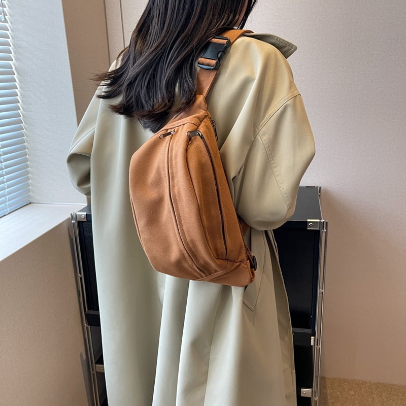 Дамска платнена кръстосана чанта с цип, джоб за телефон и подплата от полиестер