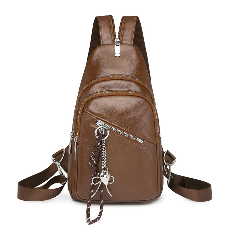Női PU bőr keresztpántos válltáska – puha retro stílus, cipzáras záródás, poliészter bélés, belső cipzáros rekesz és telefontartó zseb